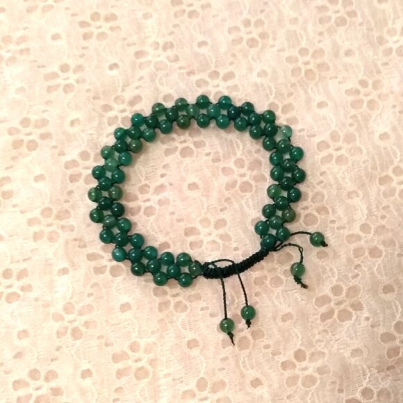New Natural Green Agate Mini Beads Size 4mm Handmade Bracelet - Picture 5 of 7